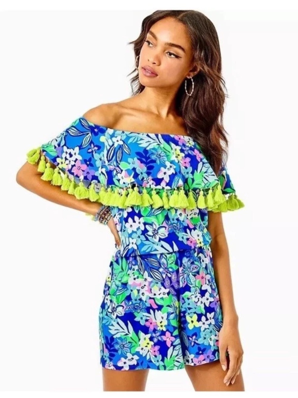 Lilly Pulitzer La Fortuna Romper in Borealis Blue Social Sunset Size M